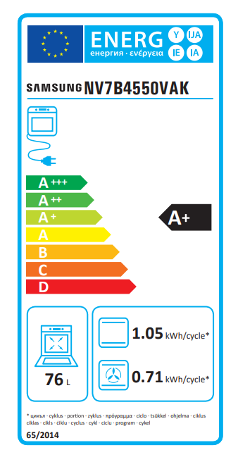 Samsung Serie 4 NV7B4550VAK/U1 Einbaubackofen  9 Heizarten, Heißluft, Natural Steam, Pyrolyse, Dampfreinigung, 40 Automatikprogramme,  A+
