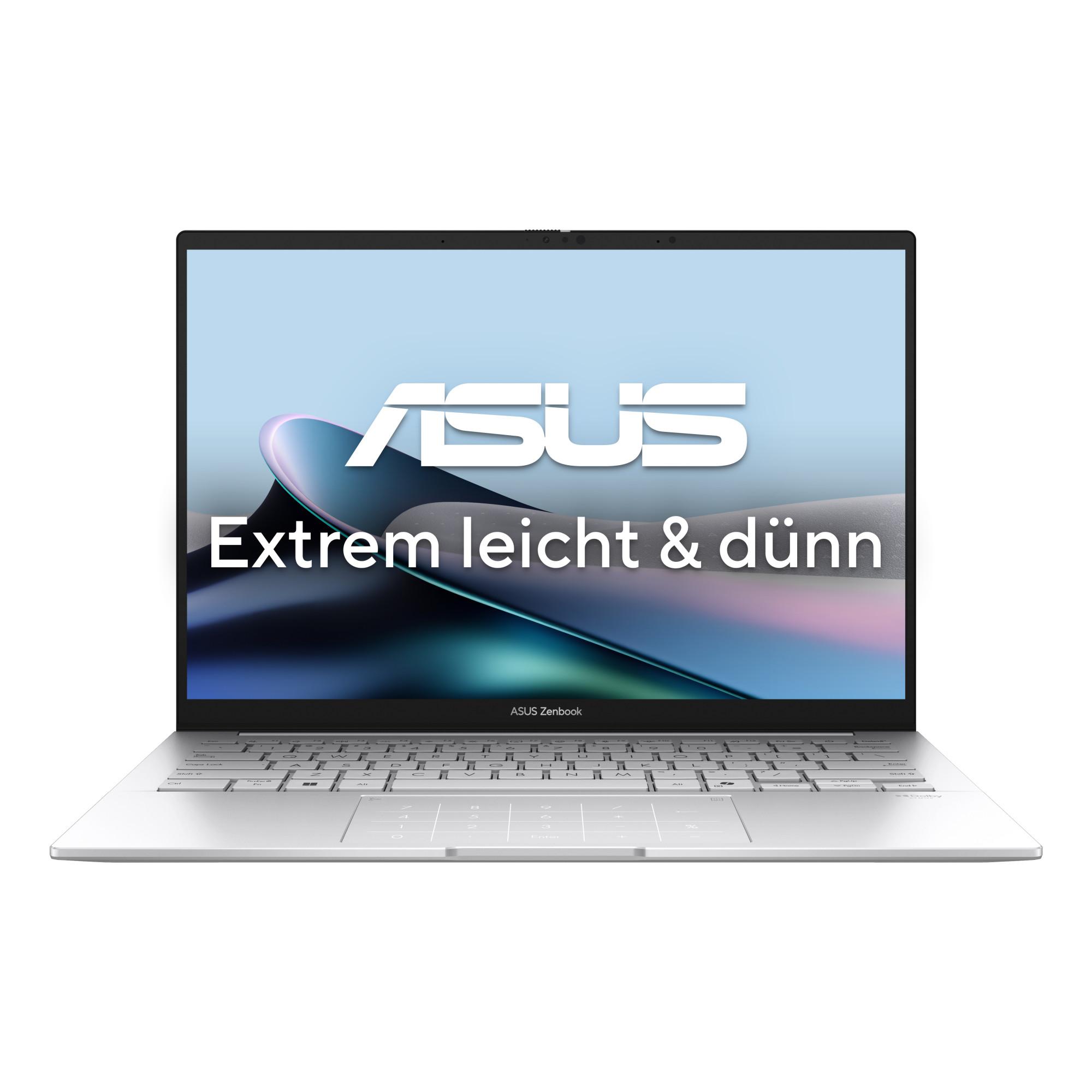 ASUS Zenbook 14, Silber, 14 Zoll, WUXGA, OLED, Intel Core Ultra 7 255H, 16 GB, 1 TB M.2 SSD, Intel Arc