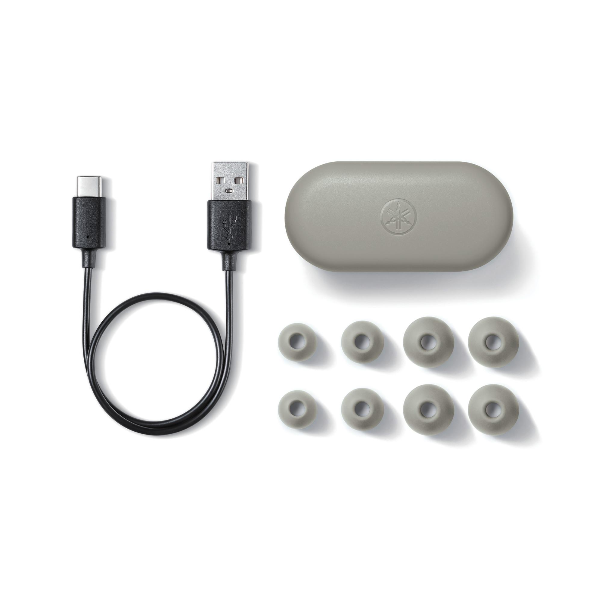 Yamaha TW-E3B grau In-Ear Kopfhörer (Headset-Funktion, Bluetooth, kabellos, USB, Listening Care)