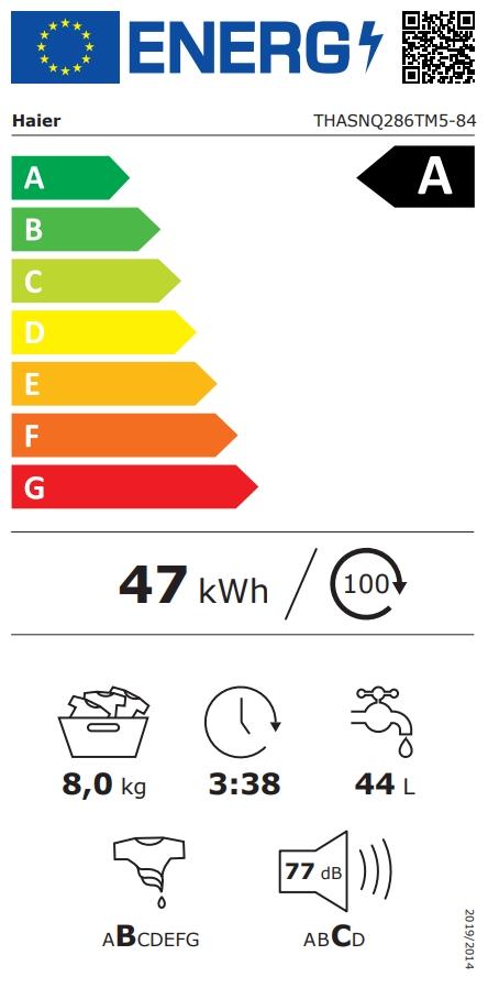 Haier T Series 7 THASNQ286TM5-84 Waschmaschine (Toplader, freistehend, 8 kg, A, 1200 U/Min)