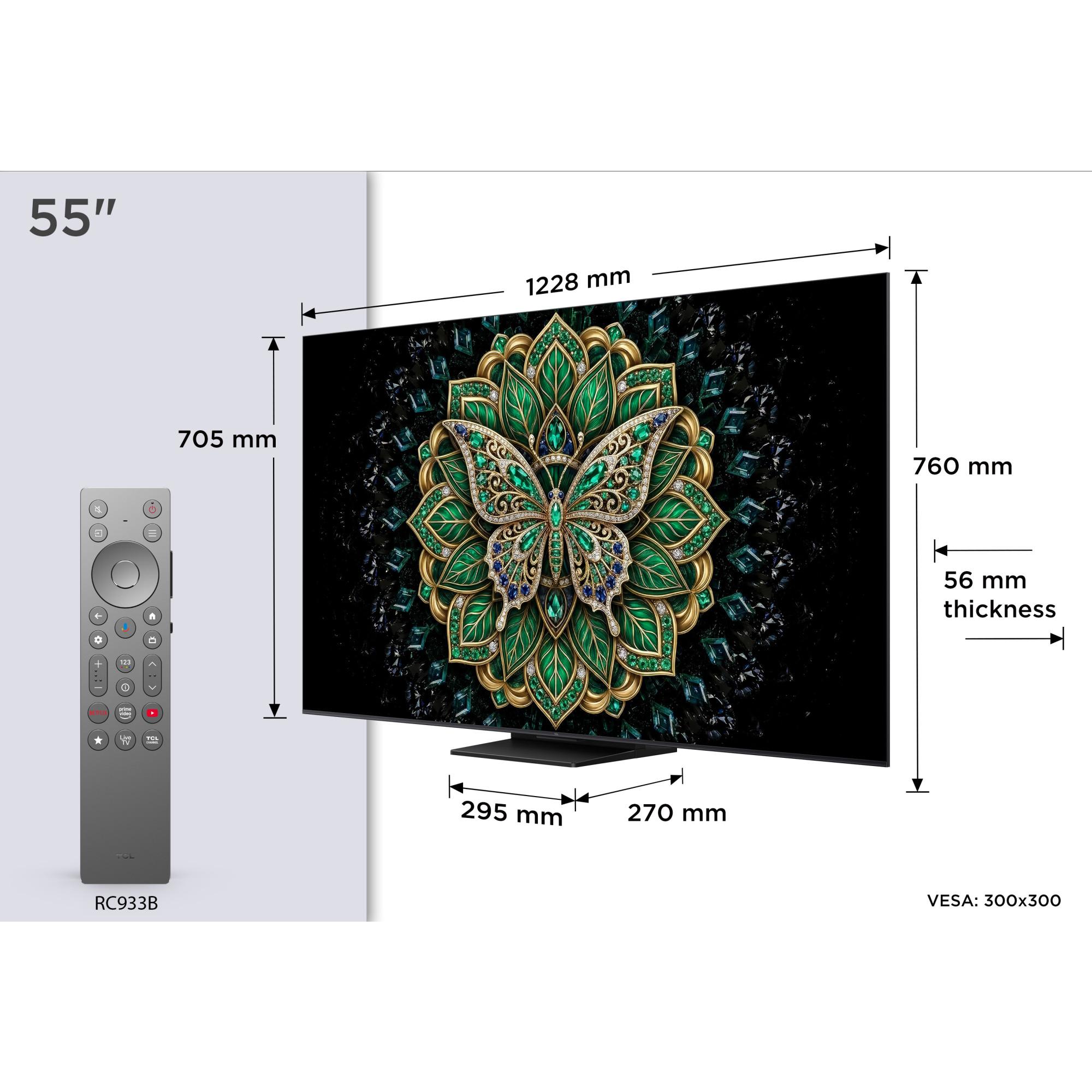 TCL 55MQLED75L QD-Mini LED TV (55 Zoll (139 cm), 4K UHD, HDR, Smart TV, Sprachsteuerung Dolby Atmos, 120 Hz, Google TV