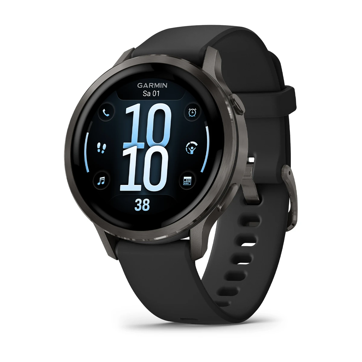 Garmin Venu 4 - 41 mm Schwarz/Schiefergrau mit Schnellwechsel-Silikon-Armband 18 mm Smartwatch