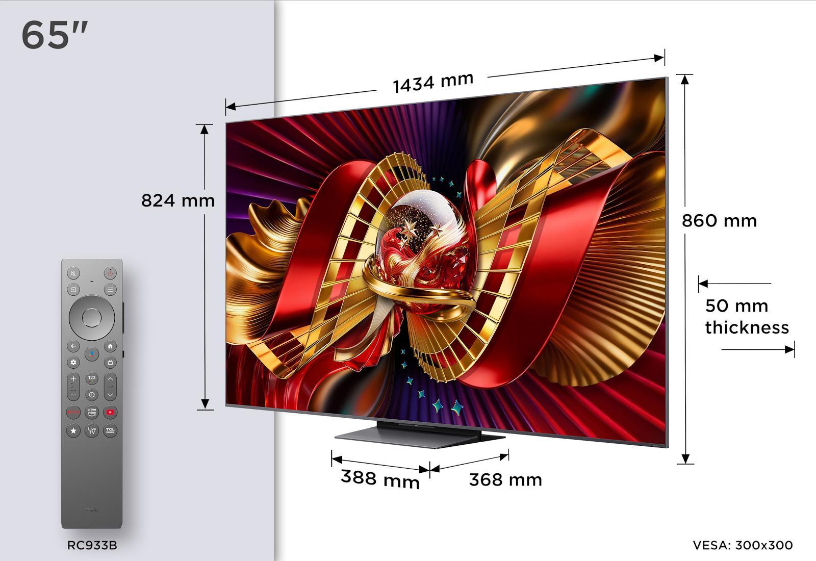 TCL 65C89L SQD-Mini LED TV (65 Zoll (164 cm), 4K UHD, HDR, Smart TV, Sprachsteuerung Dolby Atmos, 120 Hz, Google TV